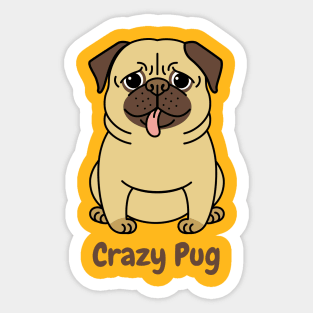 Crazy Pug Design Sticker